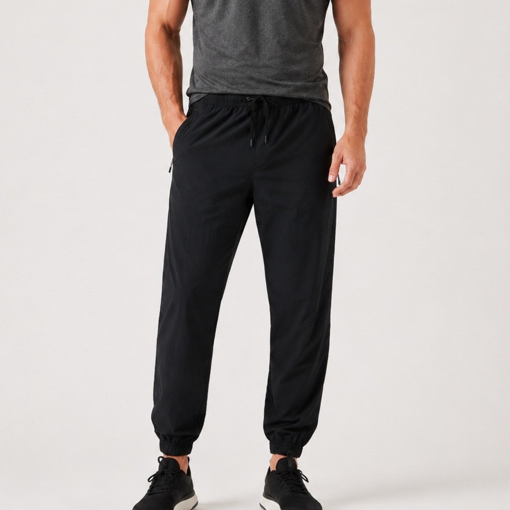 GapFit Men's XL Black Performance Joggers Zip Pockets Activewear